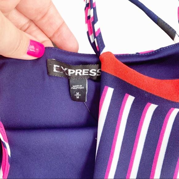 Express Strappy Striped Crop Top Brightly Colored Colorful NWT Medium Going Out - Picture 6 of 11